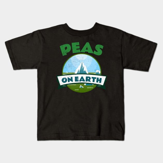 Peas on Earth Christmas Jumper Vintage Distressed Kids T-Shirt by Inspire Enclave